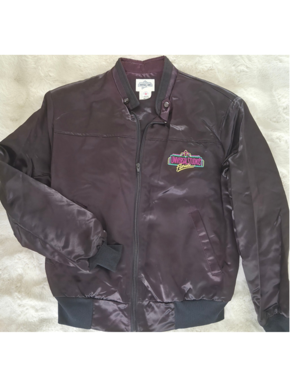 Vintage Universal Studios Florida Satin Bomber Jacket USA Made Medium 90s Y2K